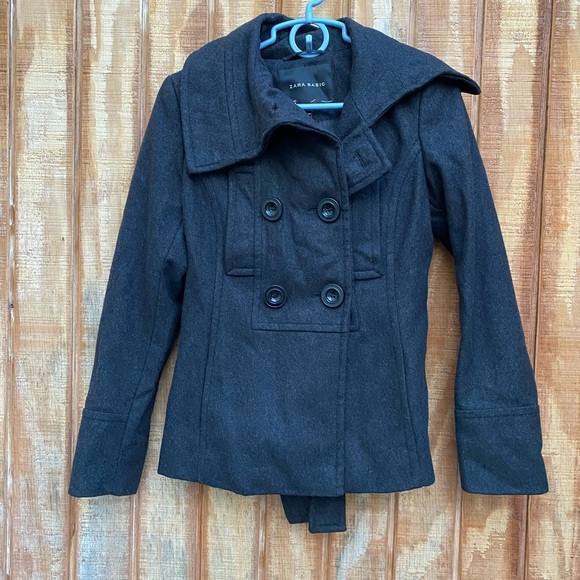ZARA BASIC wool blend short coat - Picture 1 of 8